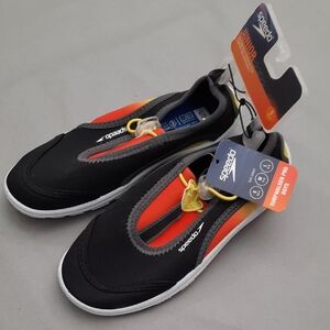Speedo Black Water Shoes with Orange and Yellow Accents - New With Tags - Size S